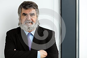 Elegant old men next to a window