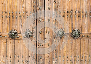 Elegant old ornated wooden door gate