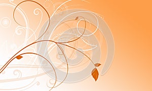 Elegant orange background with swirls and space for your text