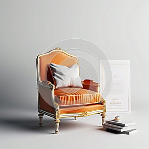 Elegant Orange Bergère Chair