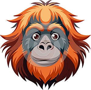 Elegant Orangutan Head Vector for Wildlife Conservation Projects photo