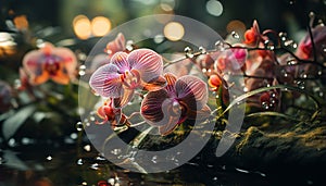 The elegant orchid blossom reflects beauty and fragility in nature generated by AI