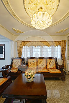Elegant oriental classic vintage Chinese living room, interior d