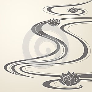 Elegantní orientální vlny a lotosy 
