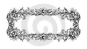 Elegant Ornate Frame Decorative Floral Border, vector design Generative AI