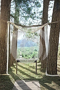 Elegant Outdoor Setup For Wedding Vows, Crystal And Pearls