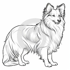 Elegant Outlines: Australian Shepherd Dog Drawing In Anne Stokes Style