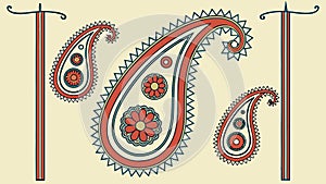 Elegant Paisley Pattern Elements Vector Design Set, vector design Generative AI