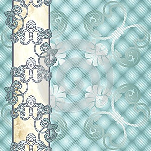 Elegant pale blue Rococo background with ornament