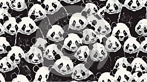 Elegant Panda Black White Seamless Vector Pattern for Creative Designs