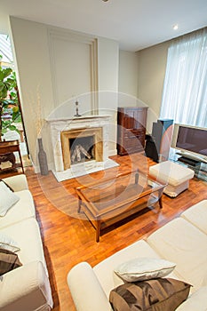 Elegant parlor with fireplace