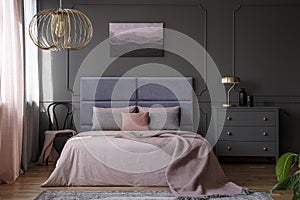 Elegant pastel bedroom interior