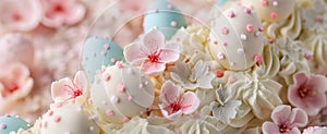 Elegant Pastel Easter Egg Cake with Floral Details photo