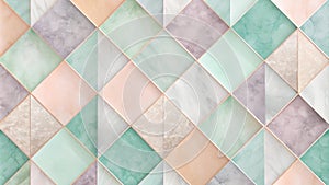 Elegant Pastel Marble and Geometric Design Tile Pattern. Generative AI