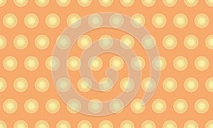 Elegant pastel orange background featuring a repeating pattern of delicate, sunlike floral motifs