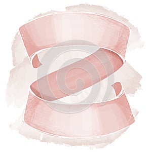 Elegant pastel pink ribbon - decorative element for lettering or type. Three words composition. Text space. Vector