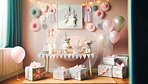 Elegant Pastel-Themed Birthday Party Table Setup