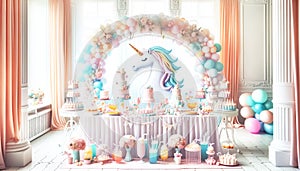 Elegant Pastel-Themed Birthday Party Table Setup
