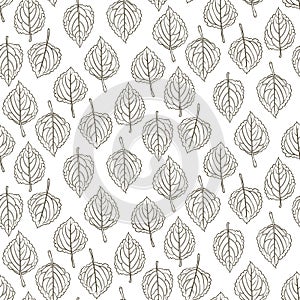 Elegant pattern with leafs drawn in thin lines