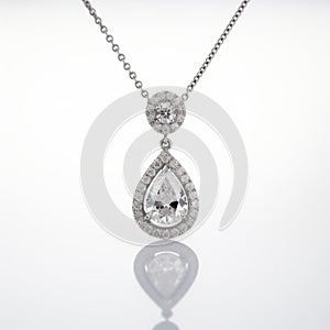 Elegant Pear Shaped Diamond Pendant With Monochrome Toning