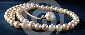 Elegant Pearl Necklace on Dark Background