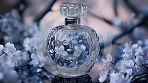 Elegant Perfume Bottle Adorned With Floral Etchings