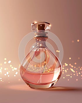 Elegant Perfume Bottle with Golden Glitters. Generative ai