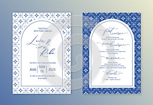 Elegant Persian Mosaic Arch Islamic Arabian Islamic Muslim Wedding Invitation template.