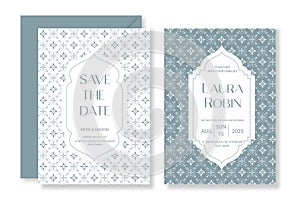 Elegant Persian Mosaic Arch Islamic Arabian Islamic Muslim Wedding Invitation template.