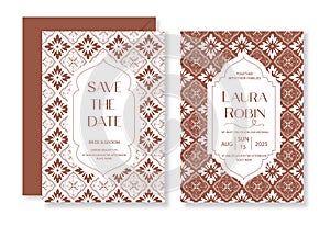 Elegant Persian Mosaic Arch Islamic Arabian Islamic Muslim Wedding Invitation template.