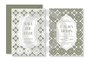 Elegant Persian Mosaic Arch Islamic Arabian Islamic Muslim Wedding Invitation template.