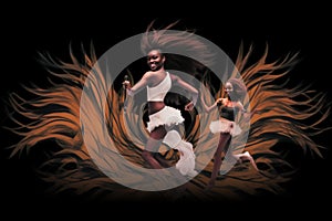 Elegant phoenix dancers, captivating audiences with fiery performances - Generative AI