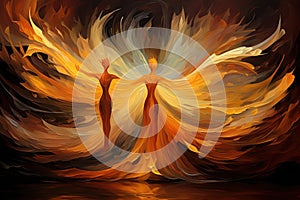 Elegant phoenix dancers, captivating audiences with fiery performances - Generative AI