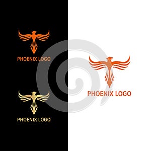 Elegant Phoenix Fly Up with Line Wing Logo