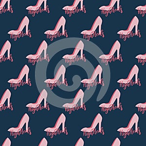 Elegant Pink High Heels Vector Graphic Seamless Pattern