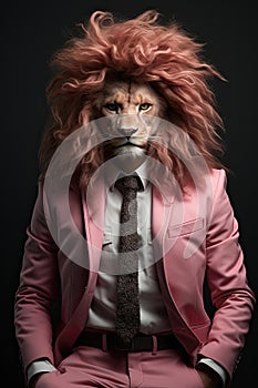 Elegant pink lion posing.