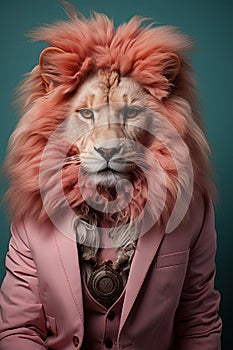 Elegant pink lion posing.