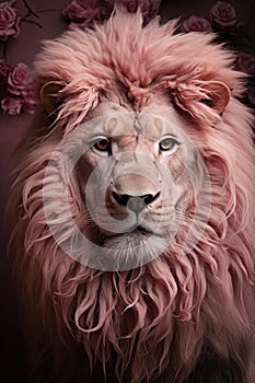 Elegant pink lion posing.