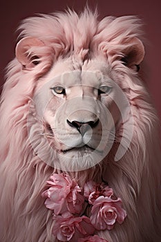 Elegant pink lion posing.