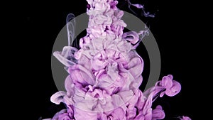 Elegant Pink Paint Drops in Water: An Abstract Dance of Colors Against a Soft White Background in 4K Slow Motion