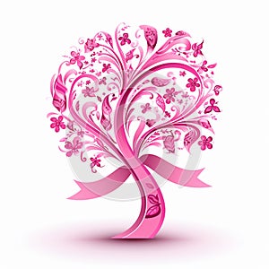 Elegant Pink Ribbon on White Background A Classic and Timeless Elegance