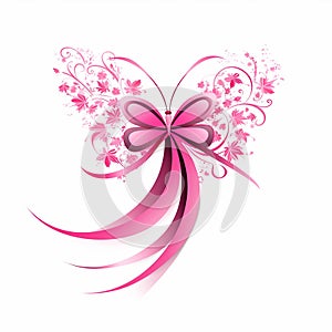 Elegant Pink Ribbon on White Background A Classic and Timeless Elegance