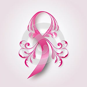 Elegant Pink Ribbon on White Background A Classic and Timeless Elegance