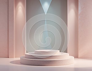 Elegant Podium Display with Soft Pink Tones photo