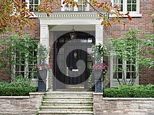 Elegant portico entrance of house