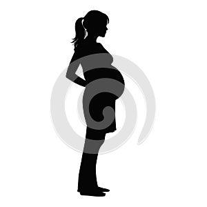 Elegant pregnant woman silhouette posing gracefully