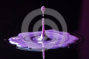 Elegant Purple Nail Polish Drop with Reflection on Black Background AI Generated