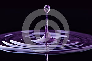 Elegant Purple Nail Polish Drop with Reflection on Black Background AI Generated