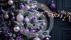Elegant Purple and Silver Christmas Tree Decorations