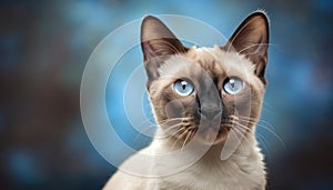 Elegant Rarity: Siamese Cat in Rare Beauty with Blurred Background